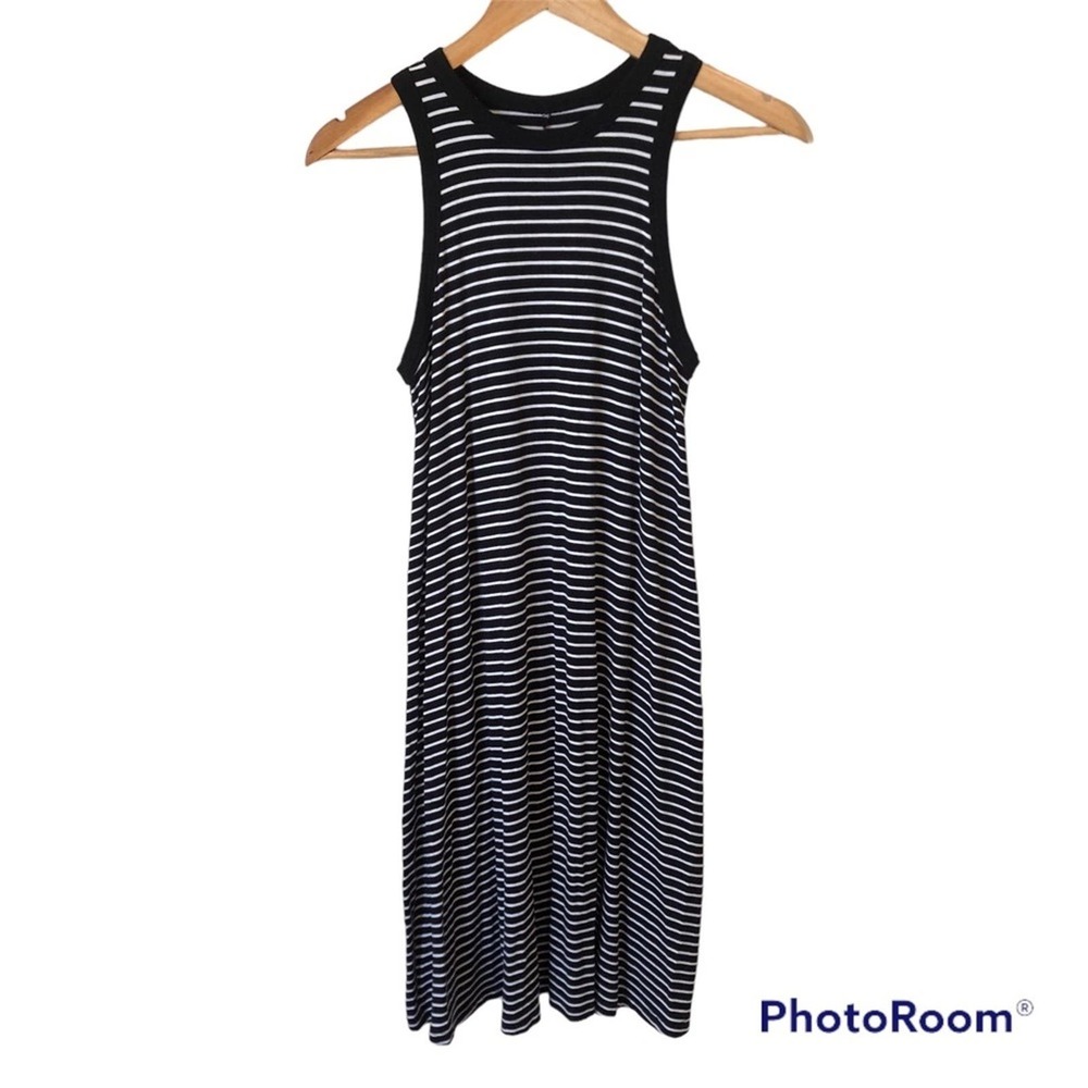 A New Day Black and White Stripes Stretch Casual Tank Dress Comfort Woman’s XS
